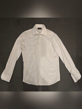 Emporio Armani Men's White Pinstripe Dress Shirt